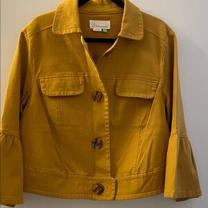 Anthropologie Golden Mustard Spring Cropped Jean Jacket 1x XXL
